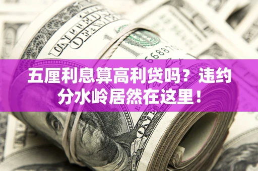 武汉五厘利息算高利贷吗？违约分水岭居然在这里！